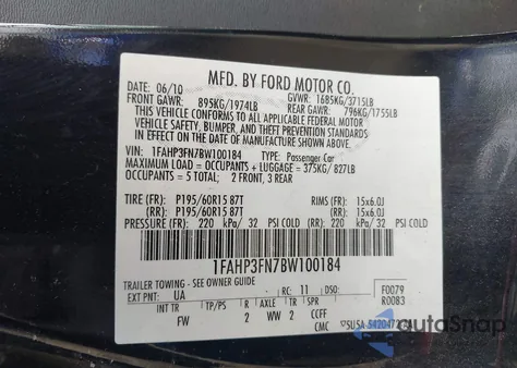 2011 Ford Focus Se from USA, damaged, VIN 1FAHP3FN7BW100184